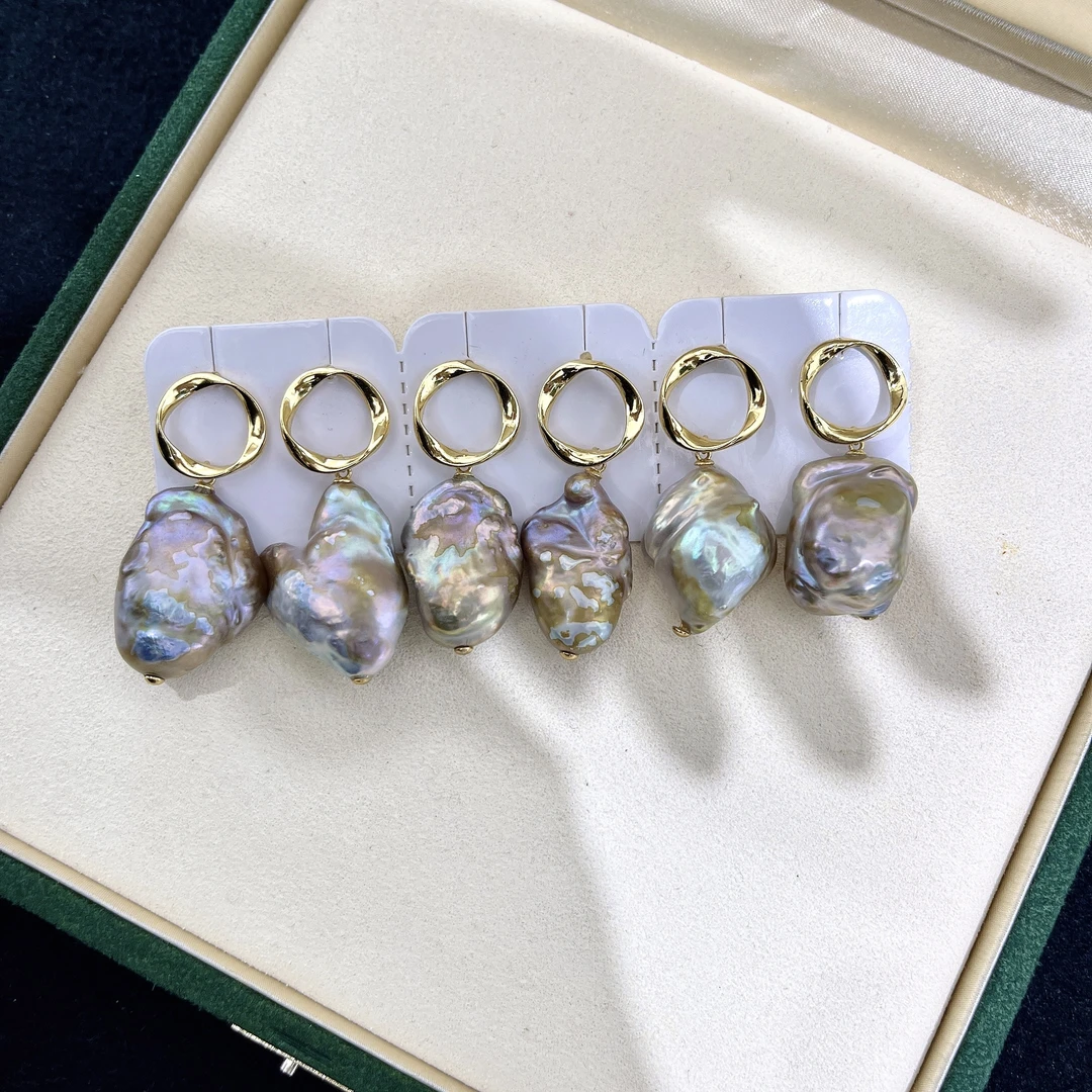 【珍珠甄选】淡水巴洛克设计款耳钉 S925银 多样性发一 R618