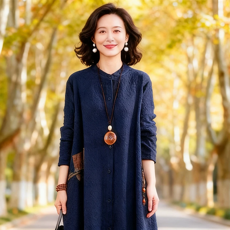 素订女装原创品牌旗舰店时尚高贵气质小众设计感连衣裙长裙秋季