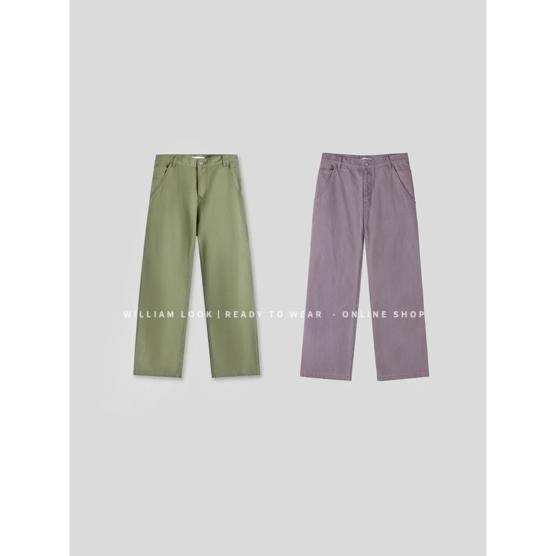 威廉威 男女同款【16OZ薰衣紫】土耳其神牛立体剪裁显高牛仔裤E988