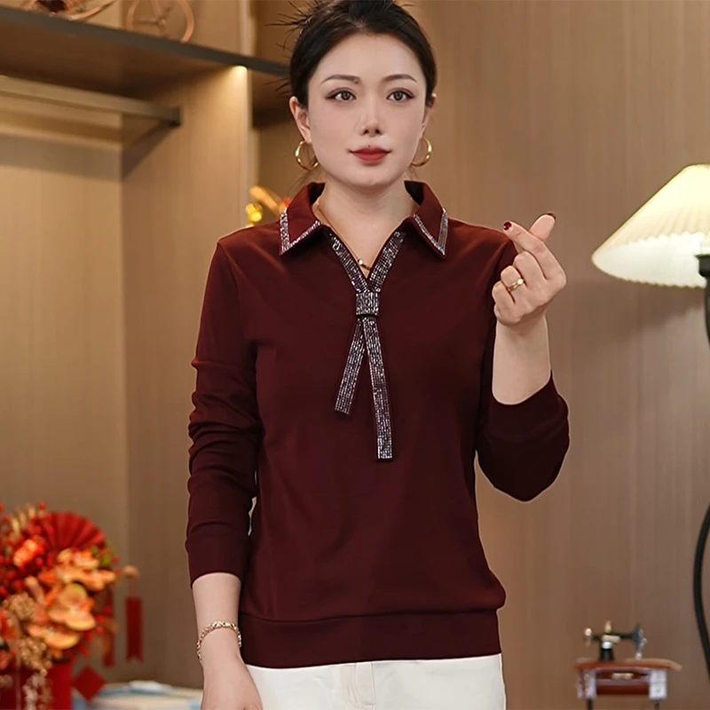 秋季新款时尚女士百搭小衫时尚气质休闲长袖女装棉衫