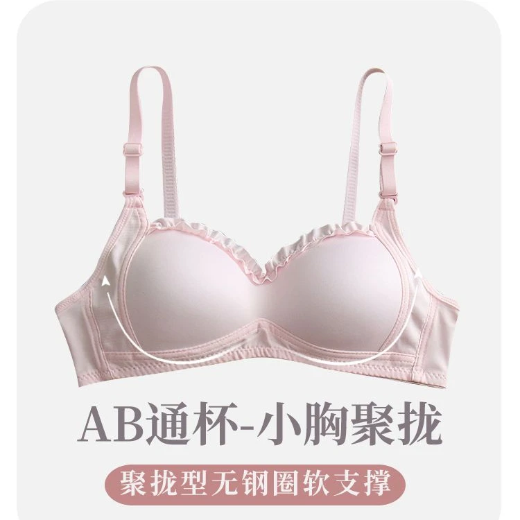 软支撑内衣女可爱小胸聚拢无钢圈防下垂收副乳高中生少女文胸罩Z