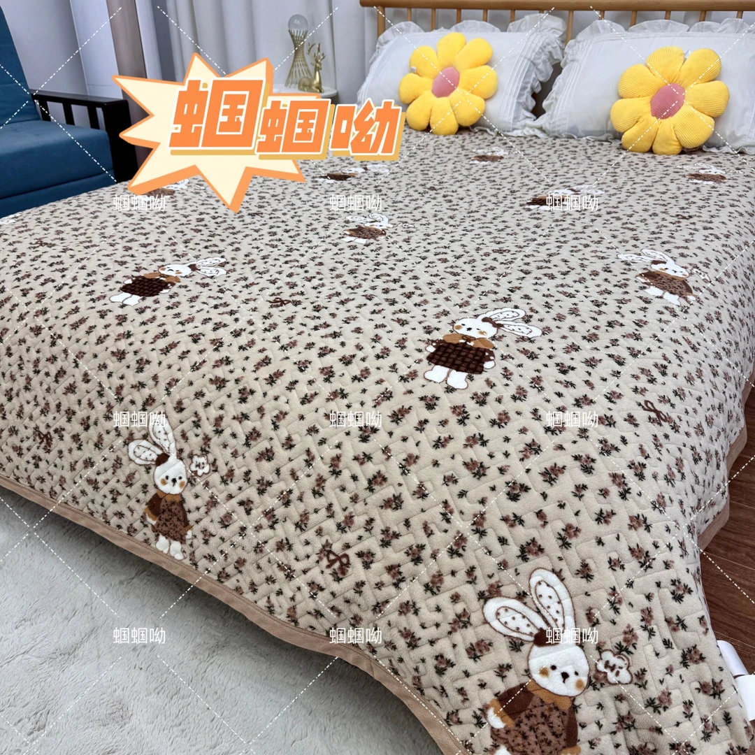 【新款加厚牛奶绒床盖】200*230米保暖舒适床盖纹路随机（5cm误差）