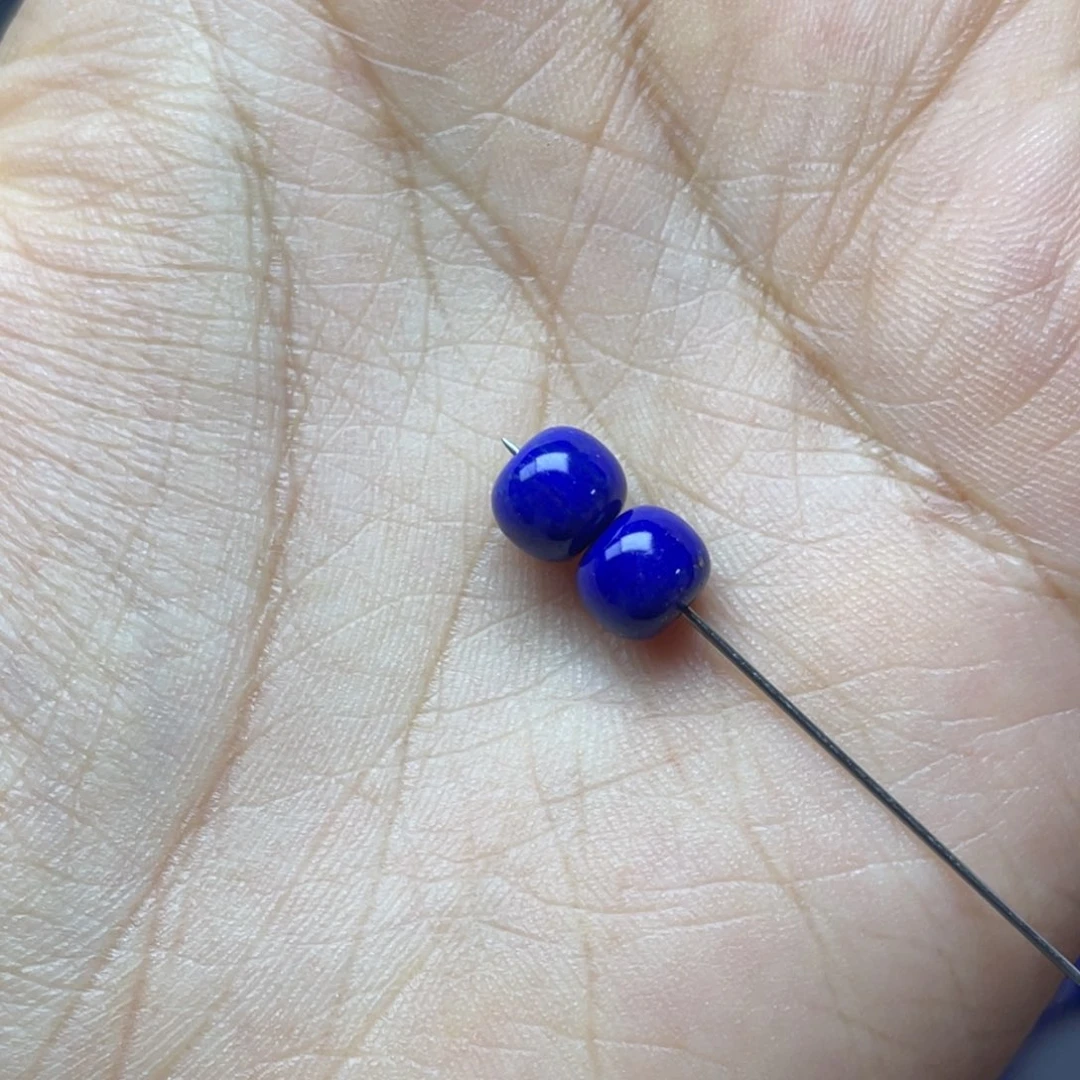 青金石未镶嵌7×6mm老型对珠配饰