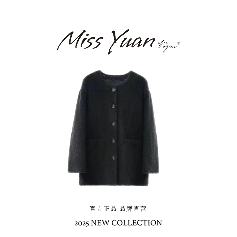 M.Y 媛总 原生态拉贡羊毛皮毛一体皮草外套女2025新款