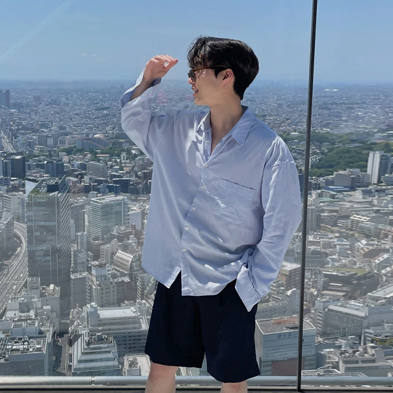 ascloqiao春夏长袖衬衫韩版潮流简约青年小众百搭日常休闲衬衣