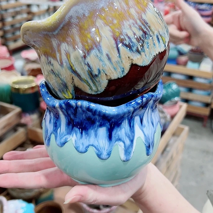 有孔，凑单福利满10元发货陶瓷多肉花盆！