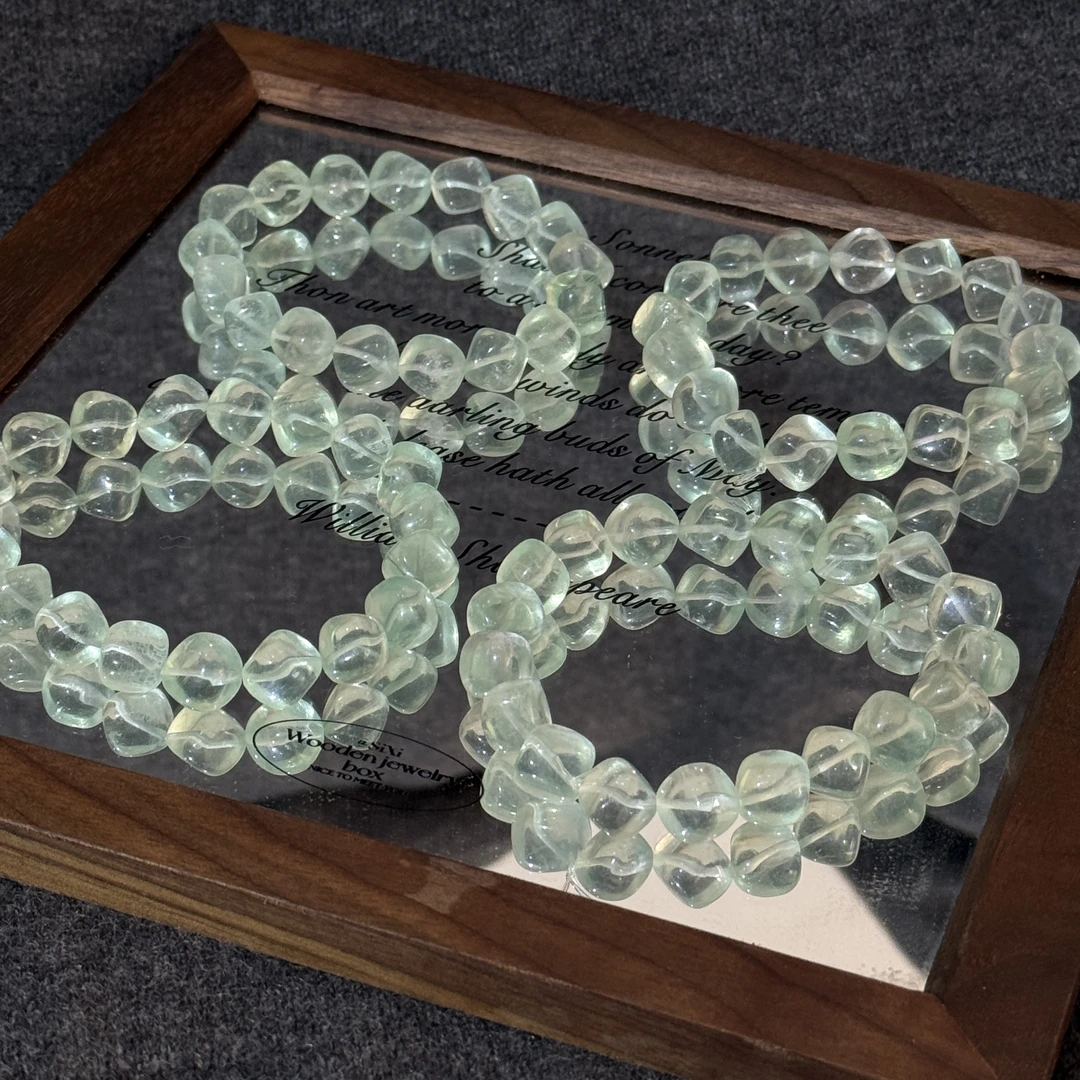 「哆啦珠宝」冰体薄荷曼波绿萤石斜切成品手串diy