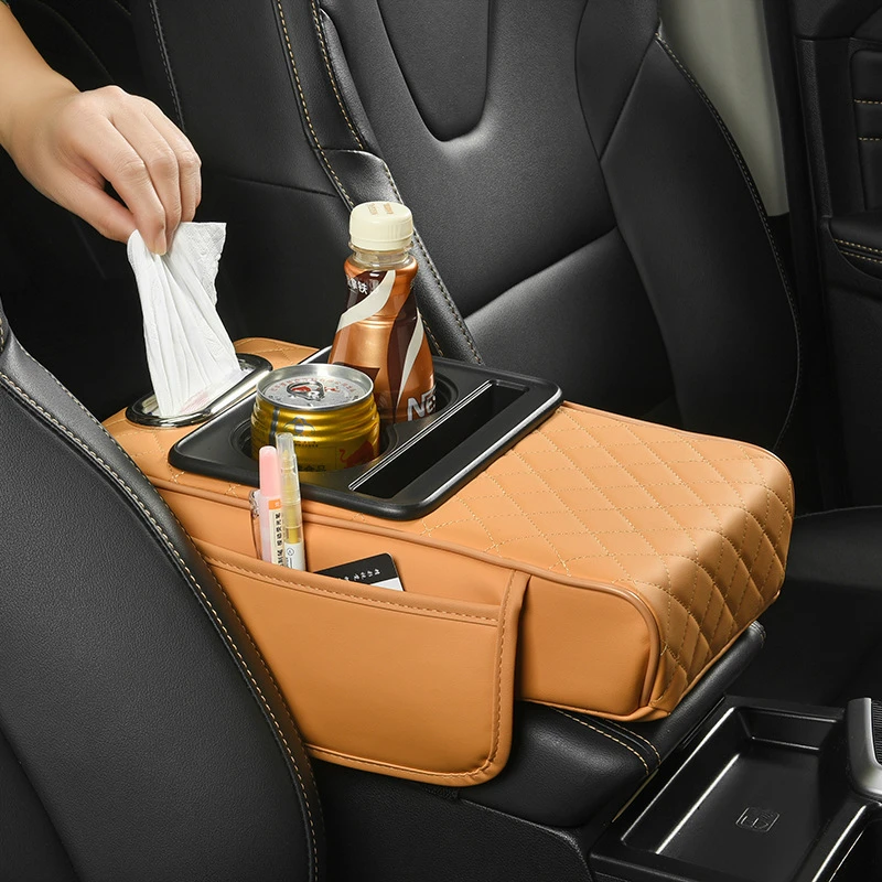 荞芬汽车扶手箱垫增高垫车载中央扶手纸巾盒收纳袋水杯架一体扶