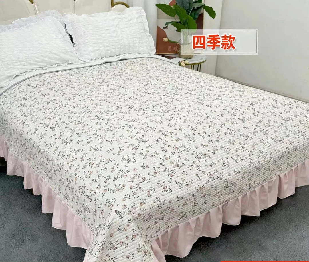 【玫瑰庄园】2.3*2.5米（含花边）四季A类新款夹棉加厚加大床裙款床盖
