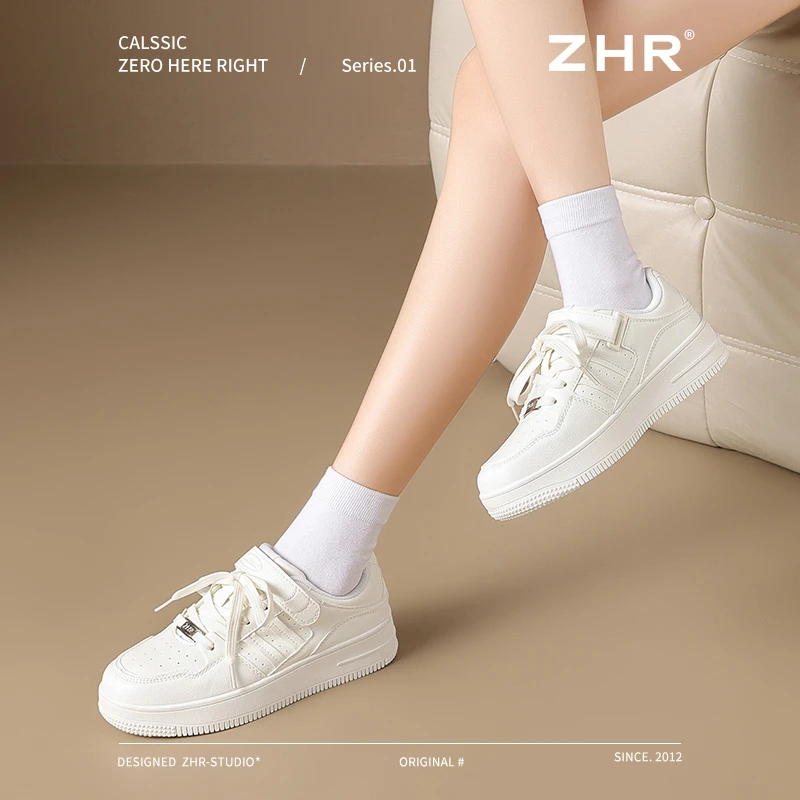 ZHR情侣款休闲板鞋女2025春秋新款魔术贴运动百搭韩版小白鞋AK195