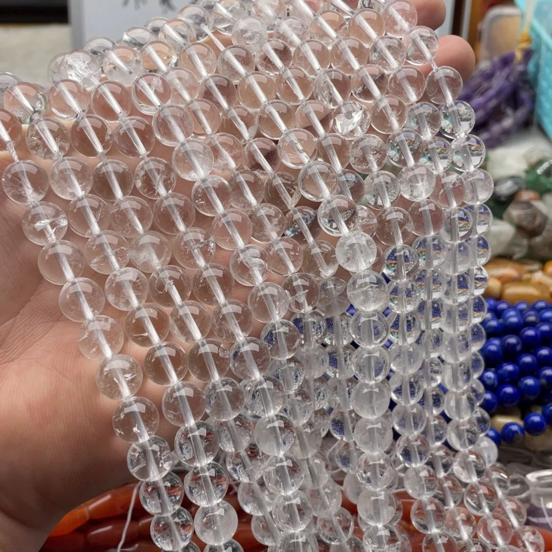 玛瑙/玉髓合金珠宝半成品一条装卡10mm净体白水圆珠