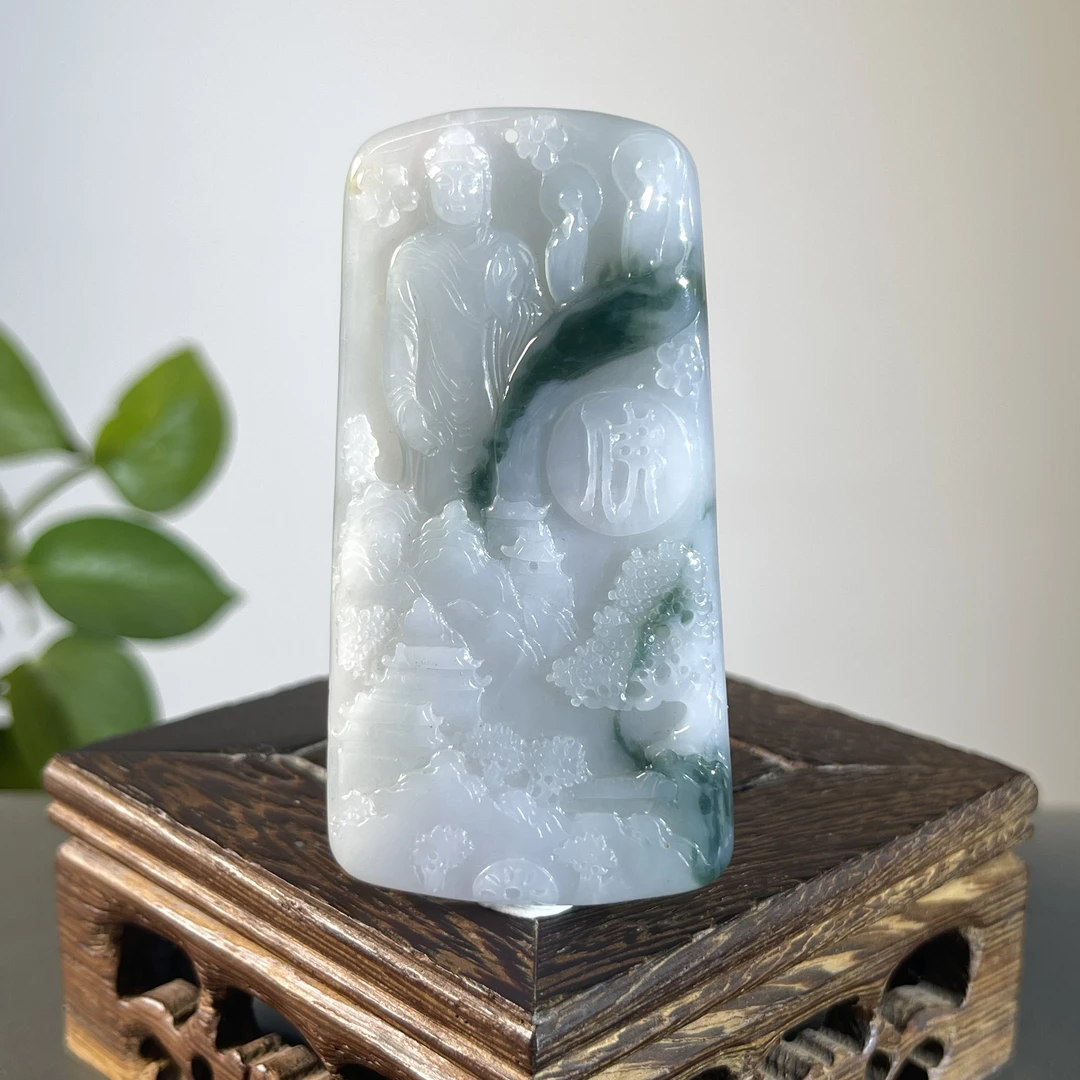 JGW17-86 天然缅甸A货翡翠  佛观天下