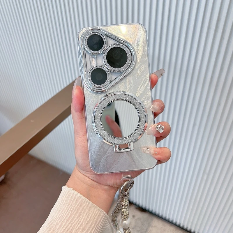 适用华为pura80手机壳pura80pro全包带镜头膜pura80pro+镜子支架