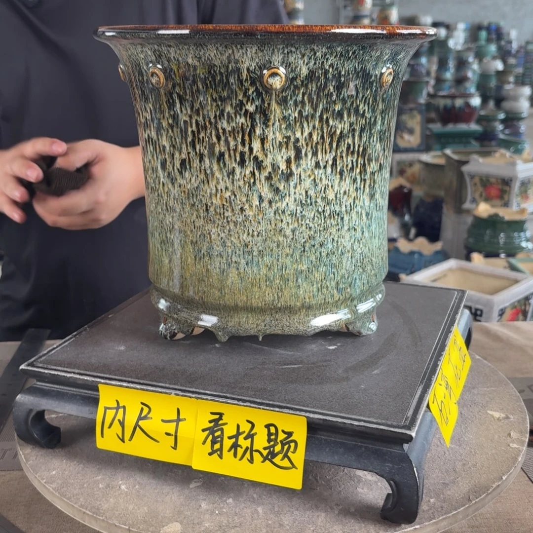 。一风堂石湾花盆 微瑕 打磨痕迹 内22*20