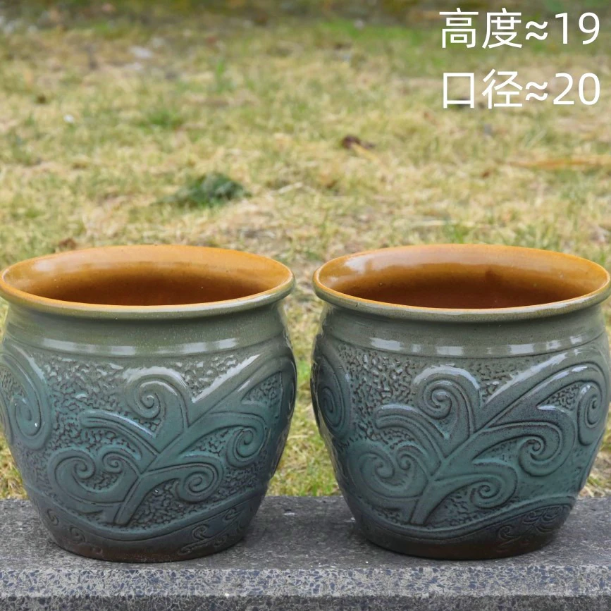 粗陶花盆大口径透气吸水花盆简约大气绿植盆