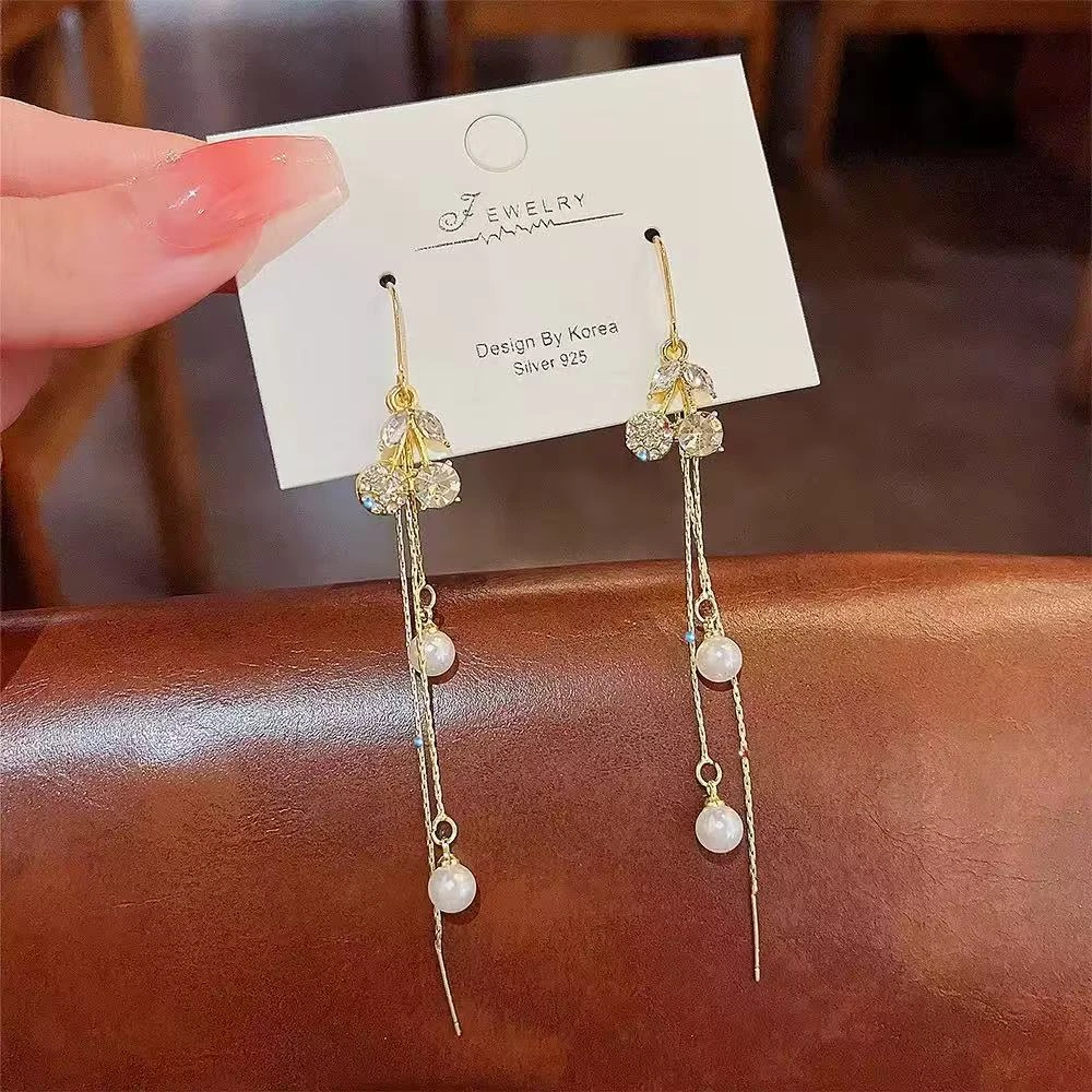 铜合金耳饰 韩版流苏耳线！小众设计感轻奢耳环高级感简约气质耳饰