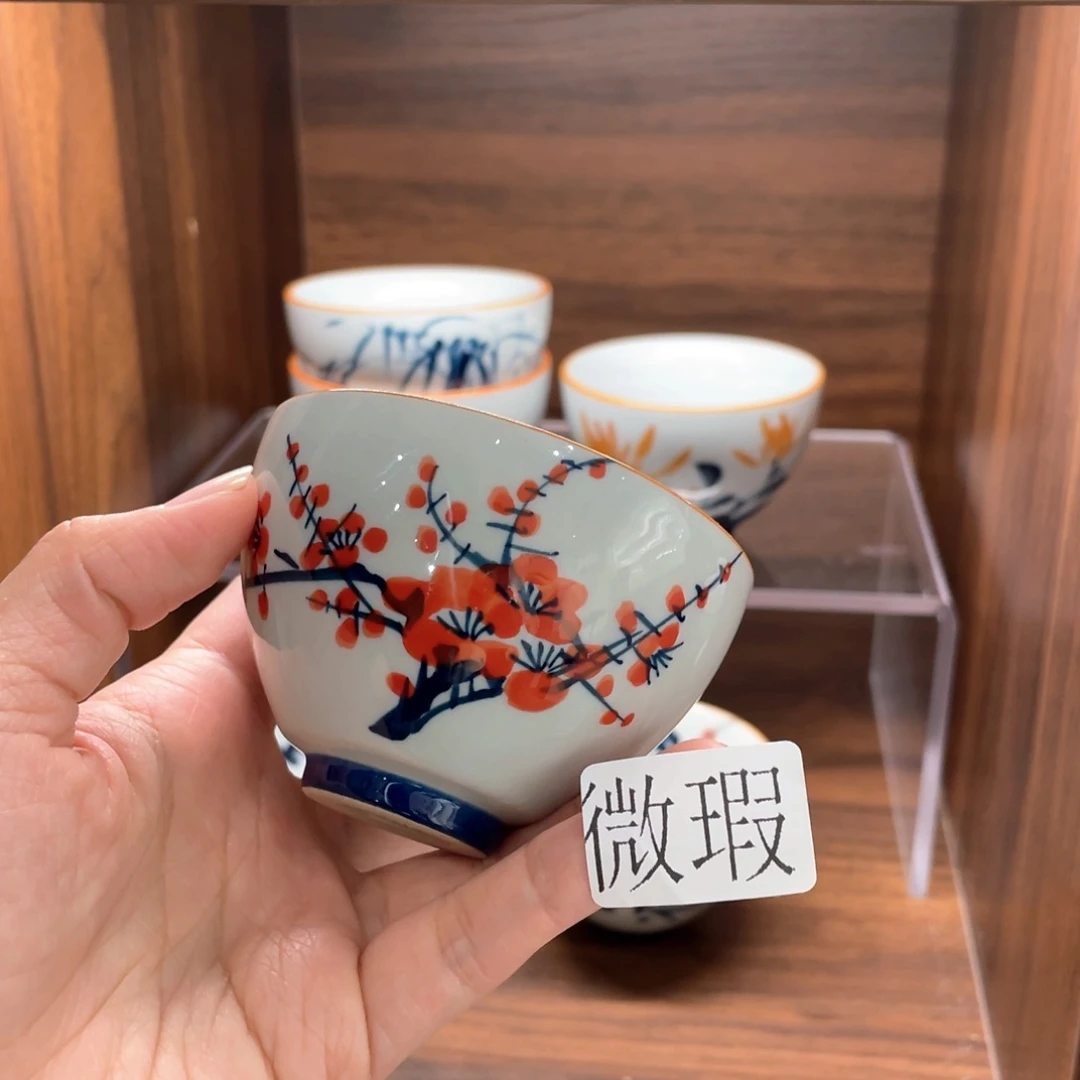 釉下手绘茶具微瑕