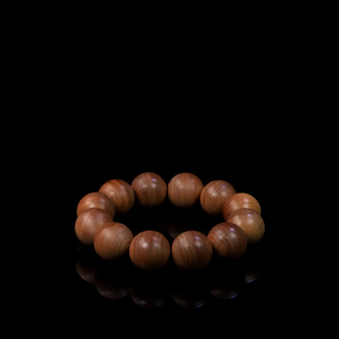 印度老山檀香20mm横纹黑肉红肉手串