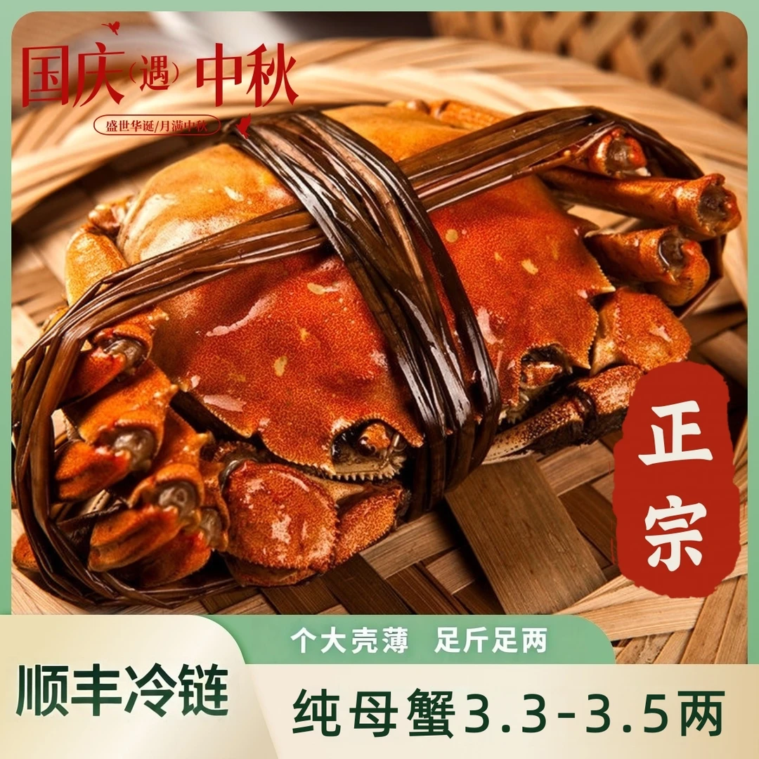 【活蟹】大闸蟹 纯母蟹3.3-3.5两10只装 顺丰冷链包邮