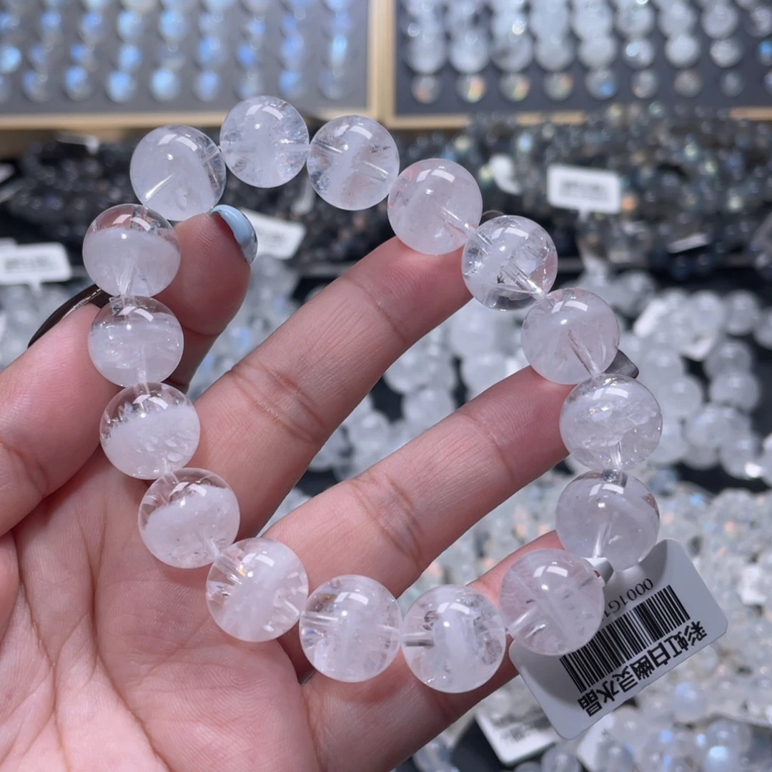 未镶嵌手链水晶半盆彩虹白幽灵手链13.5mm