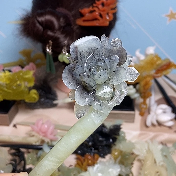 岫玉未镶嵌发簪发簪