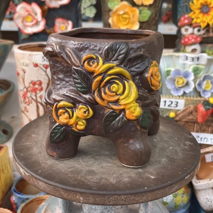 紫砂花盆粗陶材质多肉花盆发货两个