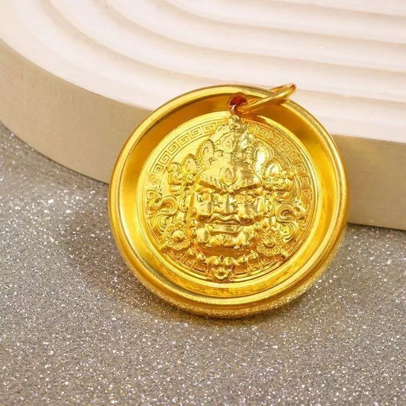 吊坠 爆款古法沙金色黄财神项链默认送o字链