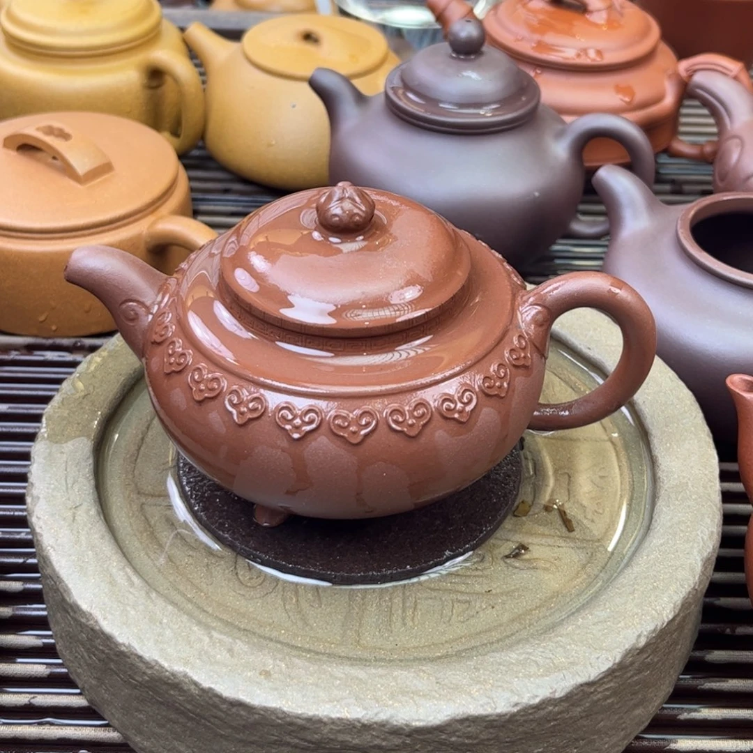 紫砂茶壶普紫 云肩如意220c