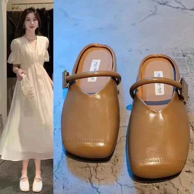 【万达撤柜】撤柜处理女鞋2024春季新款舒适百搭低跟外穿休闲包头半