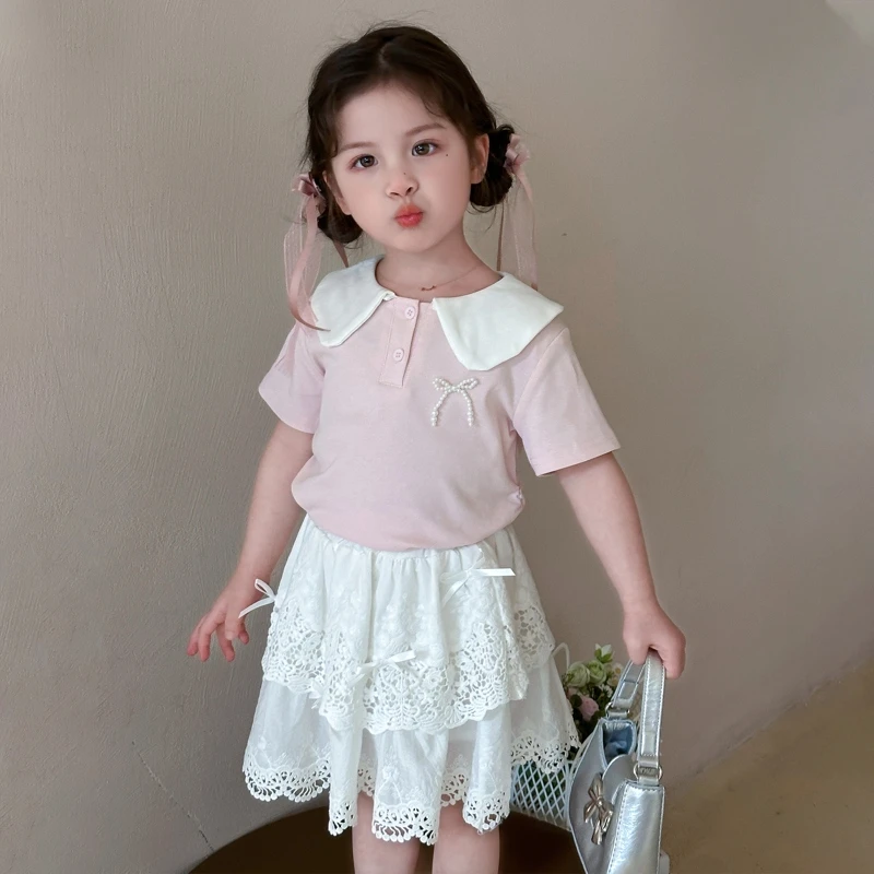 儿童夏季短袖套装女孩2025新款女童半身裙两件套宝宝洋气时髦夏装