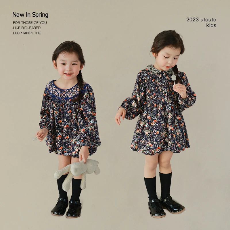 大耳象童装铺领碎花打揽小衫＆花苞裤2023春季2301359