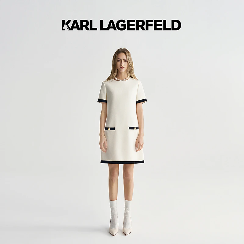 KARL LAGERFELD卡尔拉格斐2025夏新款短袖连衣裙老佛爷M22E13A1