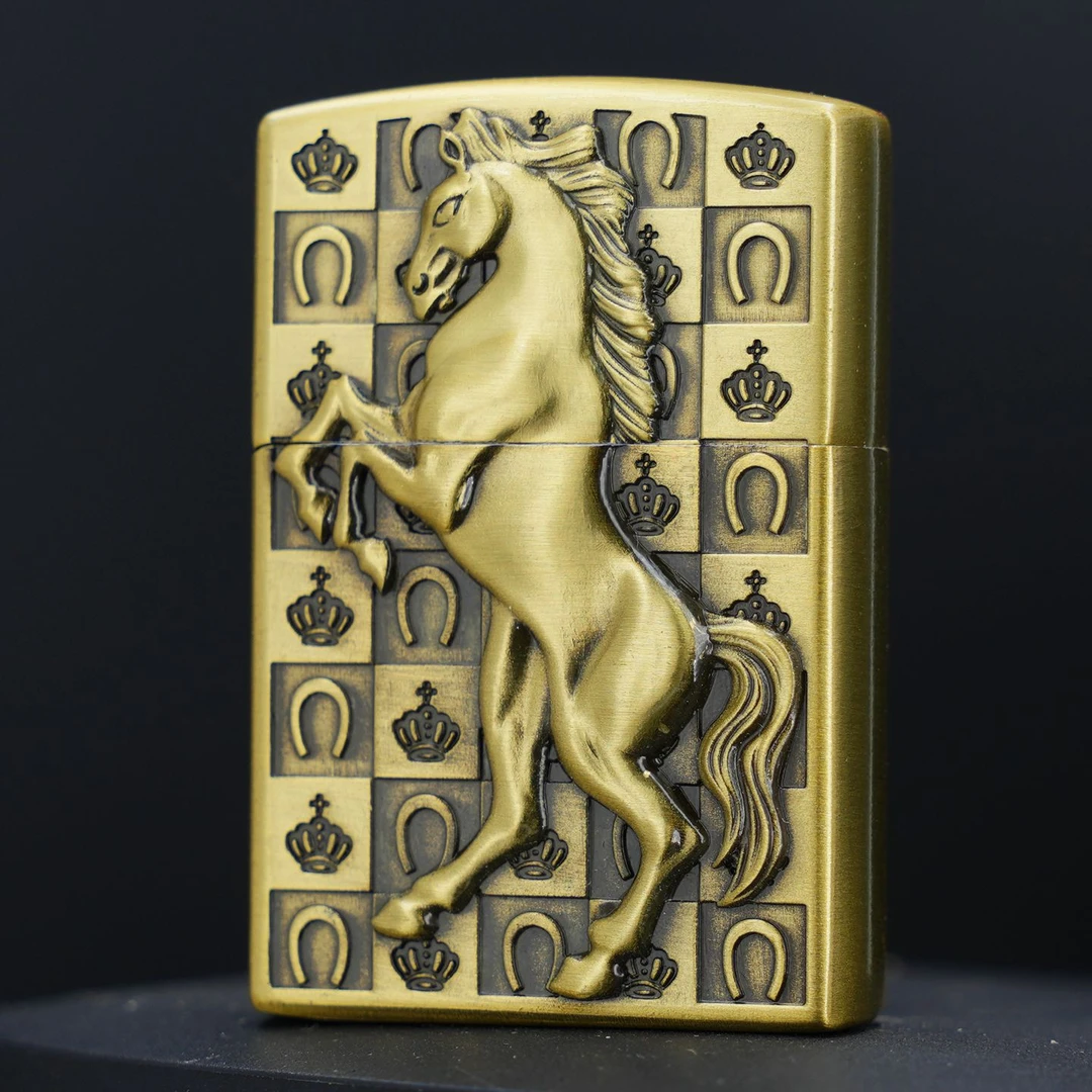 1002骏马充气打火机气体砂轮明火金属个性创意礼品广告logo潮