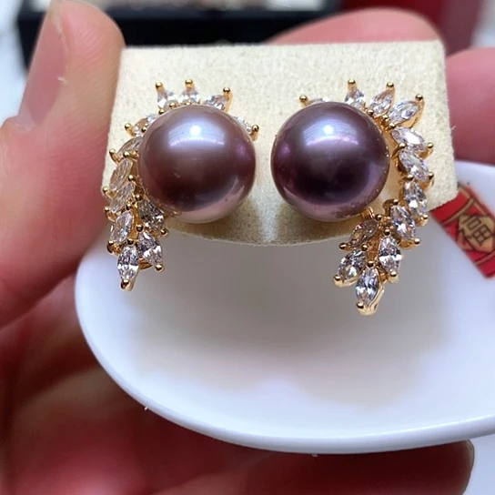 淡水珍珠耳饰银S925镶嵌