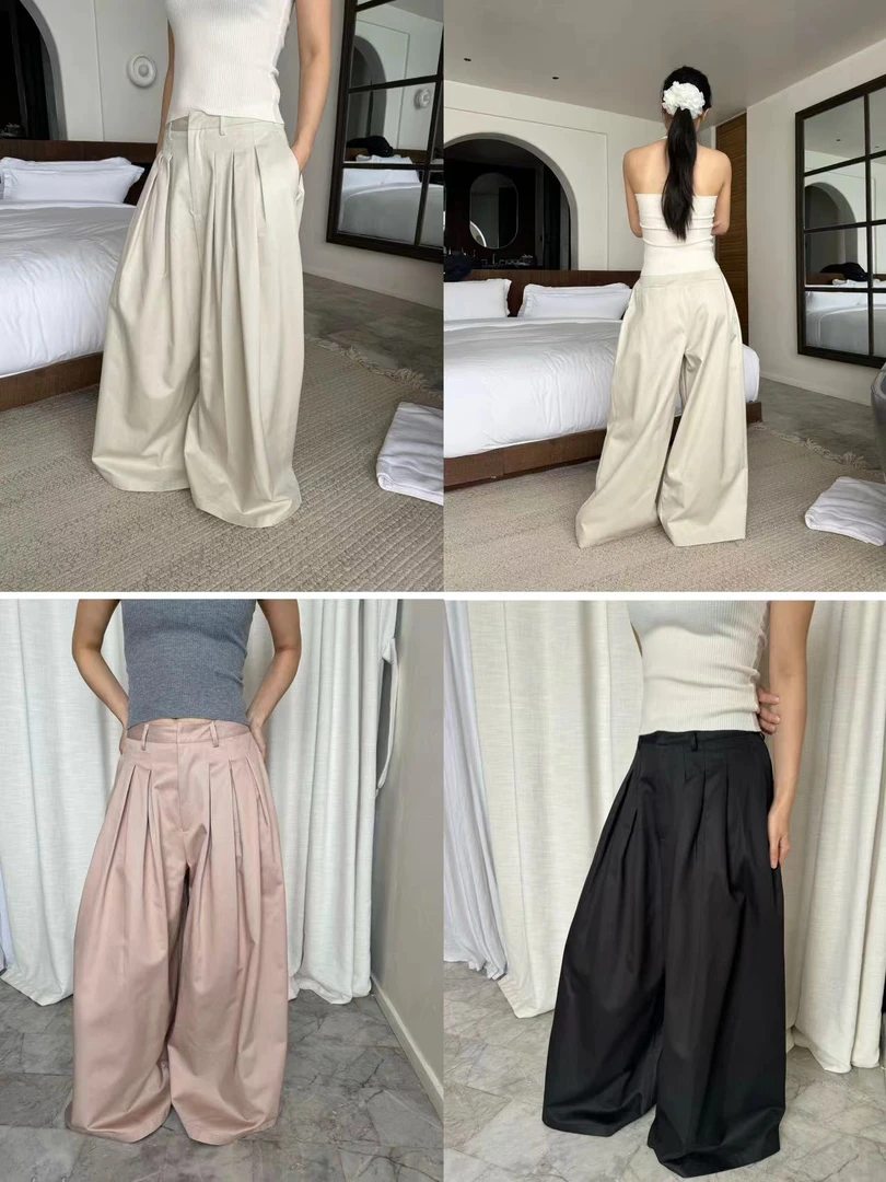 菜花 福（1ch68728#）早春第一条休闲裤！高腰阔腿 3-28