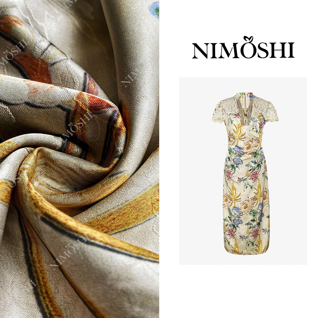 NIMOSHI【倩倩】新款蕾丝镂空提花设计旗袍气质假两件连衣裙Q2060