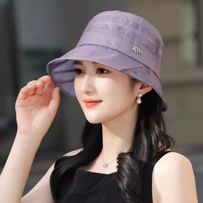 帽子女春夏季薄款时尚优雅妈妈气质盆帽百搭遮阳中老年防晒渔夫帽