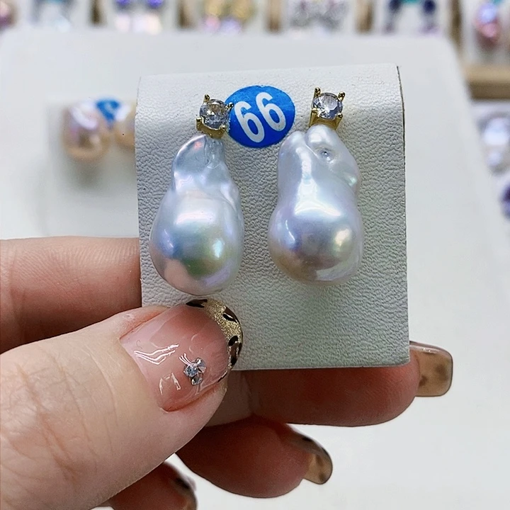 银S925镶嵌耳饰淡水珍珠M***店