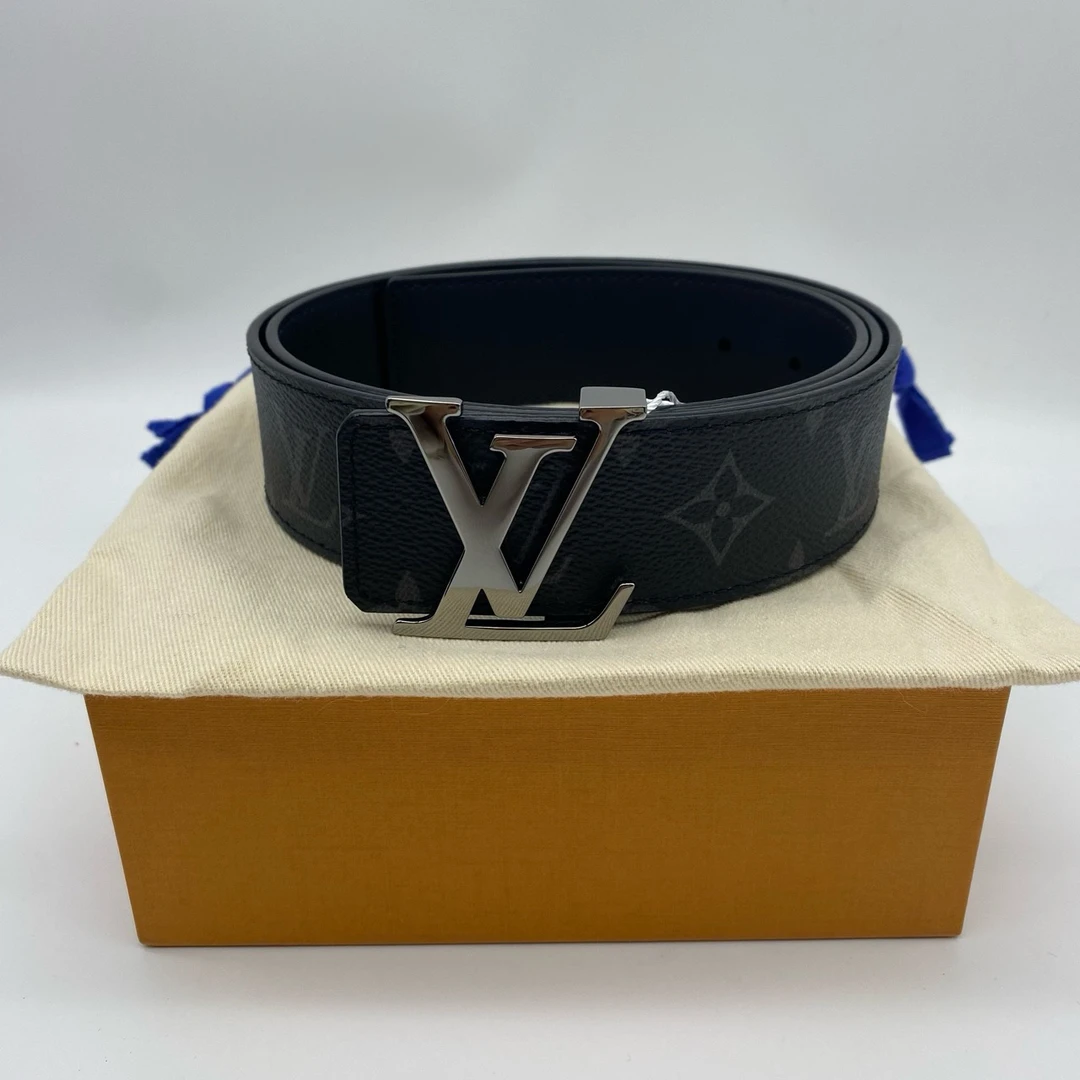99新 LouisVuitton/路易威登 100码黑花枪扣双面腰带11765870