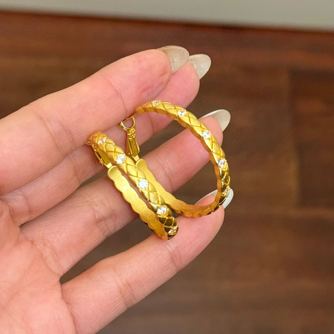 铜合金合成锆石耳饰 E0614 时尚气质百搭个性小香风耳圈