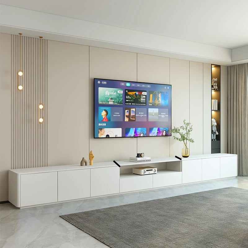 客厅电视柜实木家用小户型落地式电视柜茶几组合白色简约电视机柜