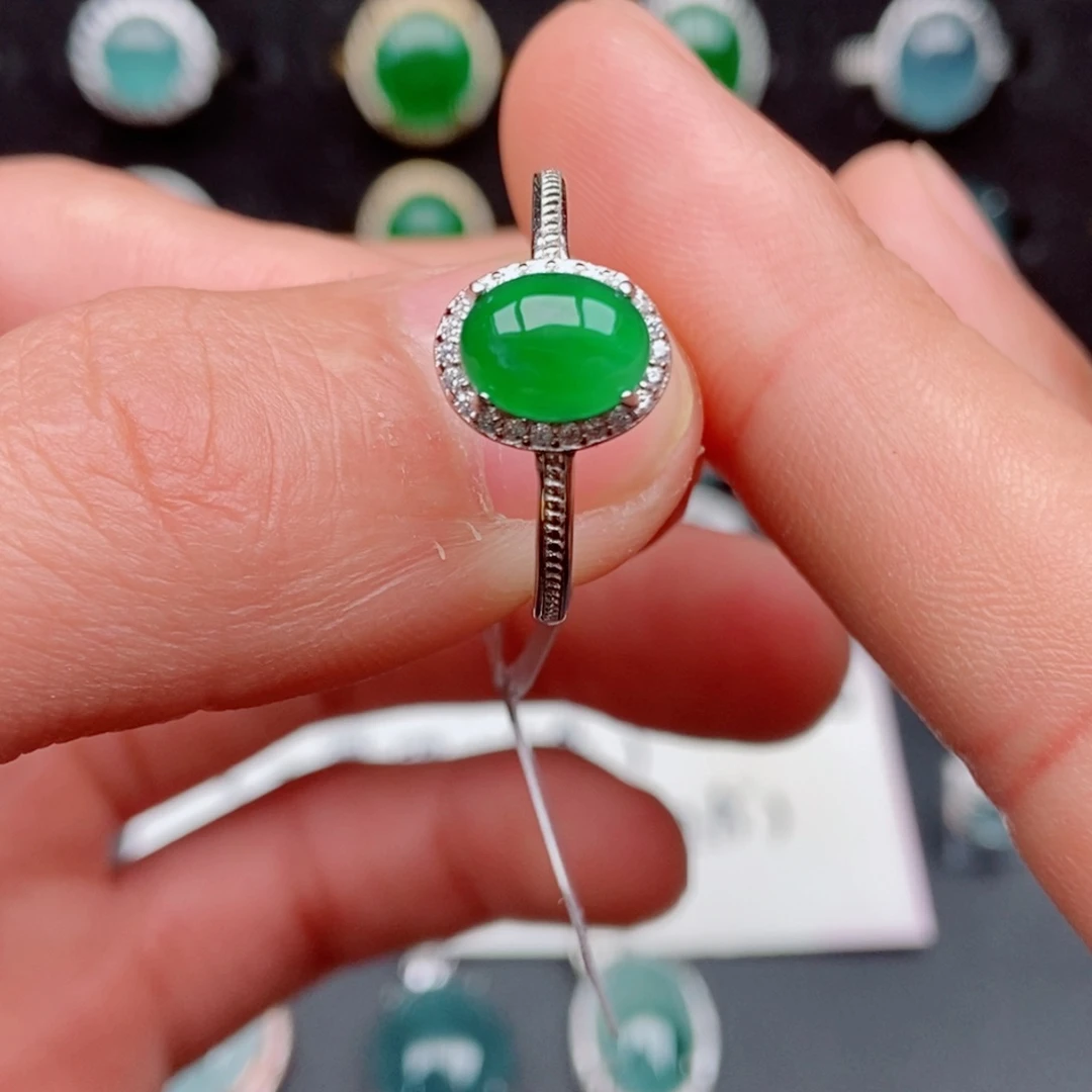 翡翠戒指银S925镶嵌06586258