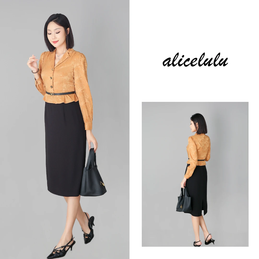 5 [alicelulu] “秋意浓”连衣裙 优雅提花 皮质腰带 S2138956Q