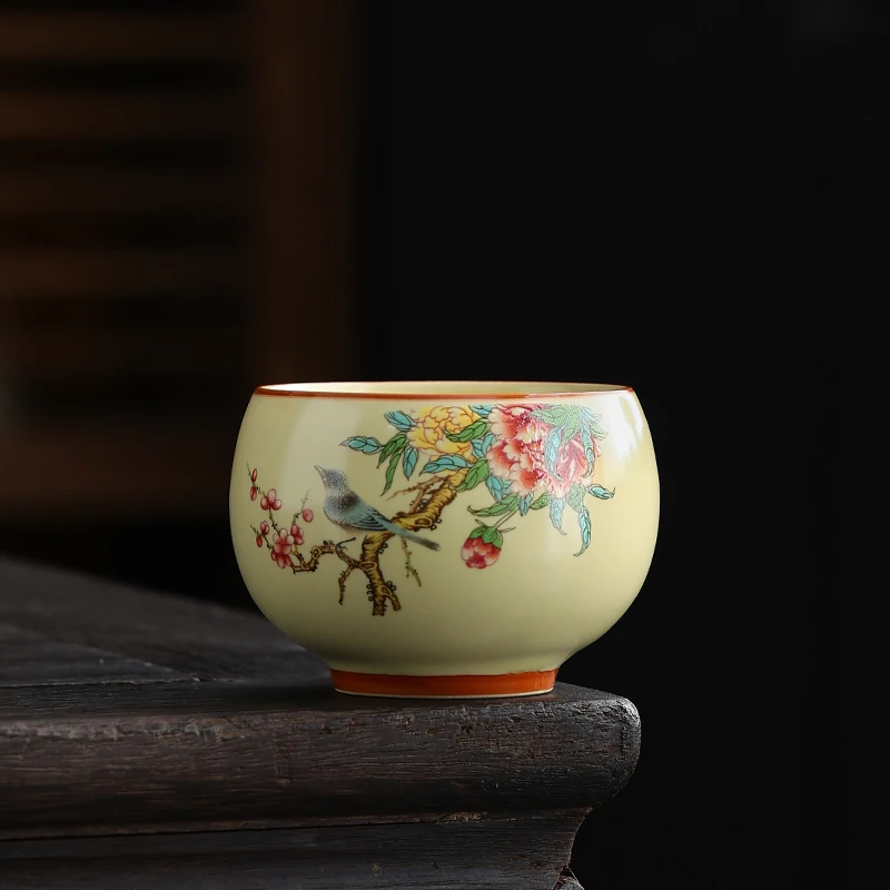 高端汝窑茶杯个人专用杯子高颜值陶瓷品茗杯家用主人杯大号单个