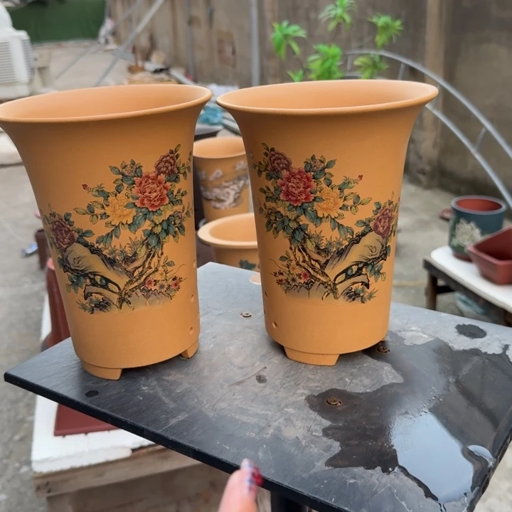 高度22口径17俩只紫砂花盆