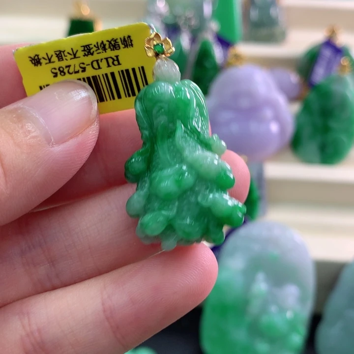 吊坠(不含链)18K金镶嵌翡翠