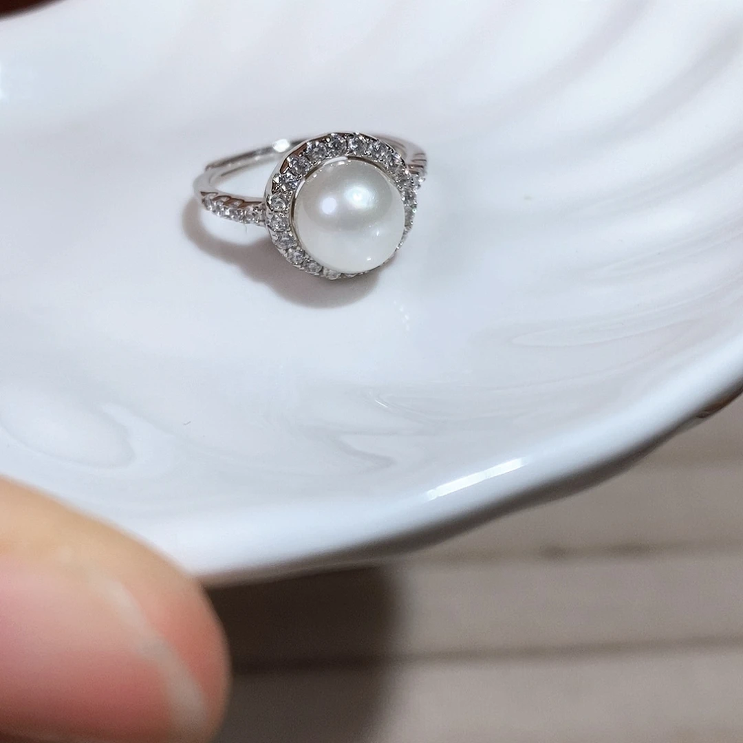 海水珍珠戒指银S925镶嵌