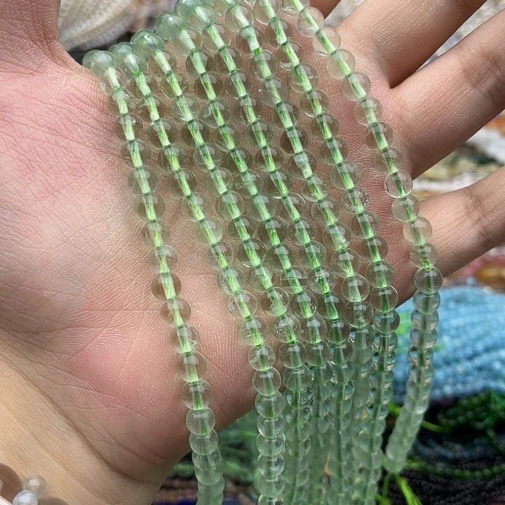 玛瑙/玉髓未镶嵌珠宝半成品一条6mm左右绿萤石