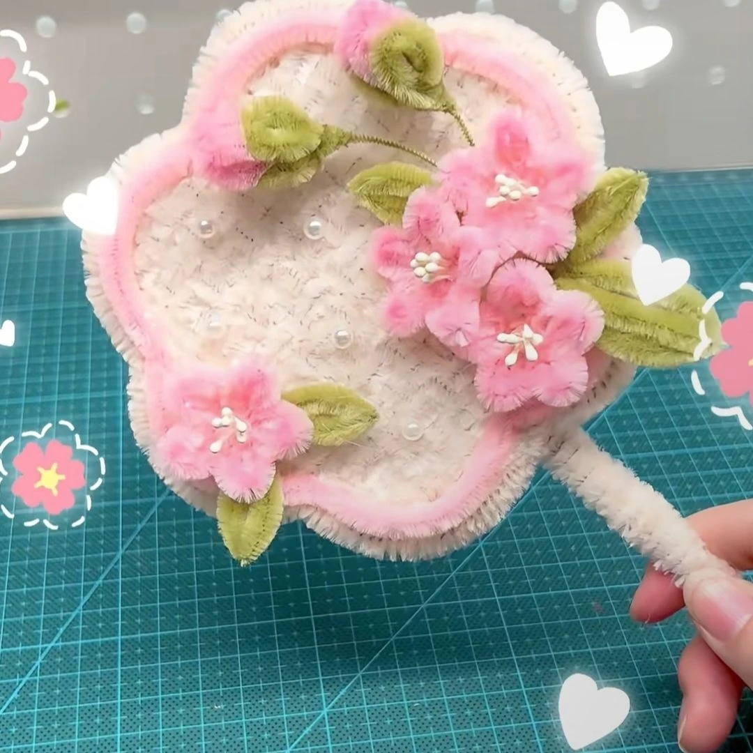 扭扭棒创扇桃花扇手工编织diy材料包送朋友闺蜜创意礼物拍照神器