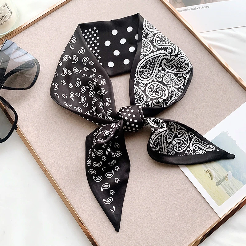 韩国新款丝巾女百搭装饰领巾绑包扎发双面丝巾薄款拍一发三随机发